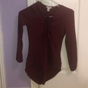 Maroon Long Sleeve Bodysuit